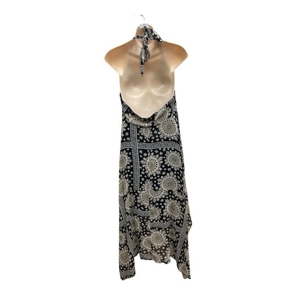 NWT INC Silk Halter Black White Cream Handkerchief Dress Size 14 Bohemian - Picture 7 of 8